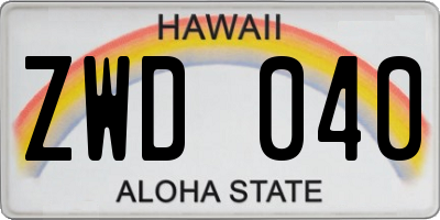 HI license plate ZWD040