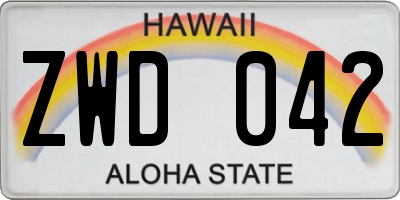 HI license plate ZWD042