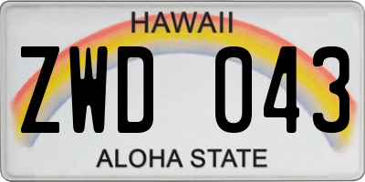HI license plate ZWD043