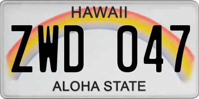 HI license plate ZWD047