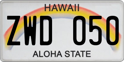 HI license plate ZWD050