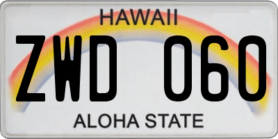 HI license plate ZWD060