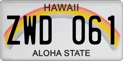 HI license plate ZWD061