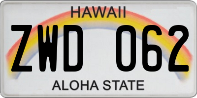 HI license plate ZWD062