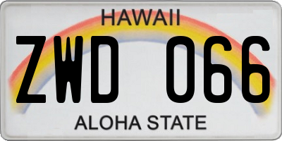 HI license plate ZWD066