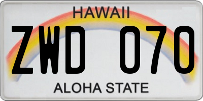 HI license plate ZWD070