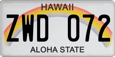 HI license plate ZWD072