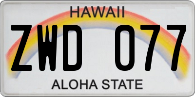 HI license plate ZWD077
