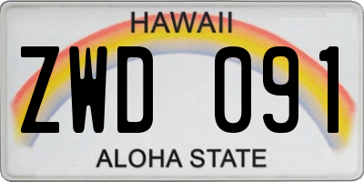 HI license plate ZWD091