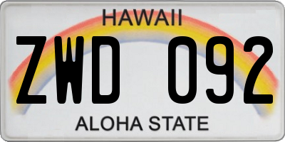 HI license plate ZWD092