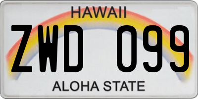 HI license plate ZWD099
