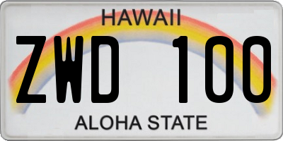 HI license plate ZWD100
