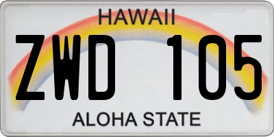 HI license plate ZWD105