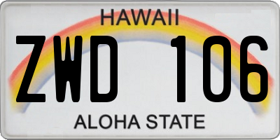 HI license plate ZWD106