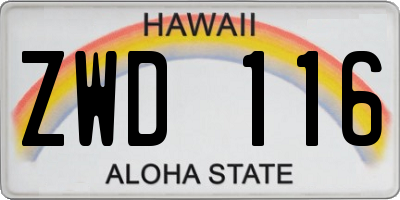 HI license plate ZWD116