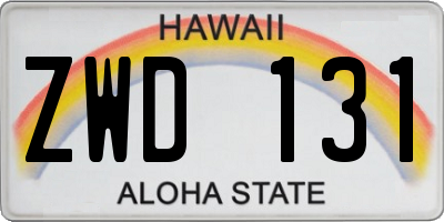 HI license plate ZWD131