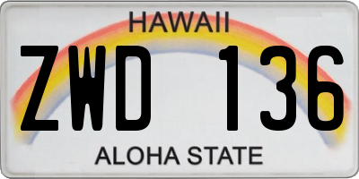 HI license plate ZWD136