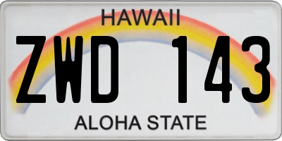 HI license plate ZWD143