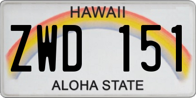 HI license plate ZWD151
