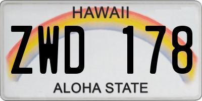 HI license plate ZWD178