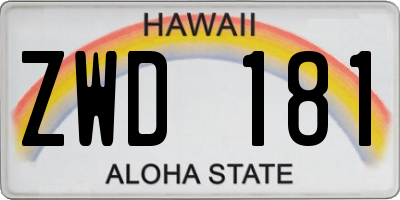 HI license plate ZWD181