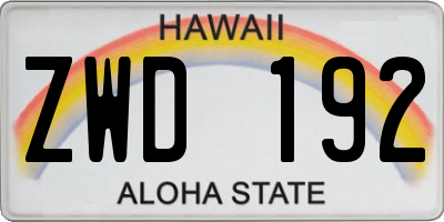 HI license plate ZWD192