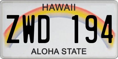 HI license plate ZWD194