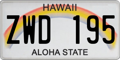 HI license plate ZWD195