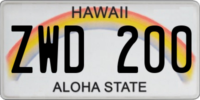 HI license plate ZWD200