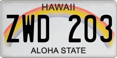 HI license plate ZWD203