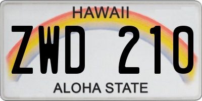 HI license plate ZWD210