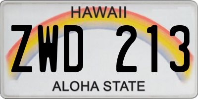 HI license plate ZWD213