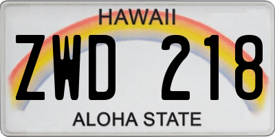 HI license plate ZWD218