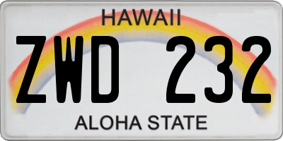 HI license plate ZWD232