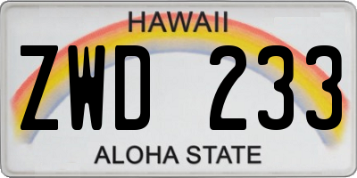 HI license plate ZWD233