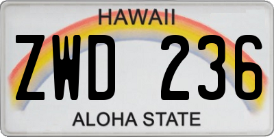 HI license plate ZWD236