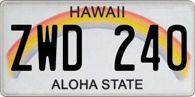HI license plate ZWD240