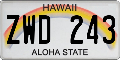 HI license plate ZWD243