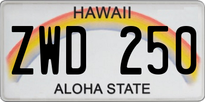 HI license plate ZWD250