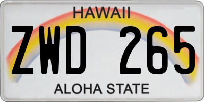 HI license plate ZWD265