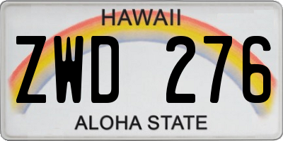 HI license plate ZWD276