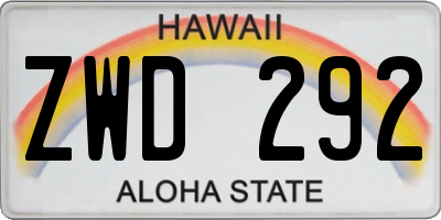 HI license plate ZWD292