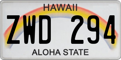 HI license plate ZWD294