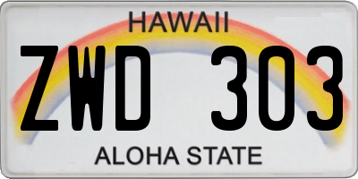 HI license plate ZWD303