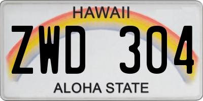 HI license plate ZWD304