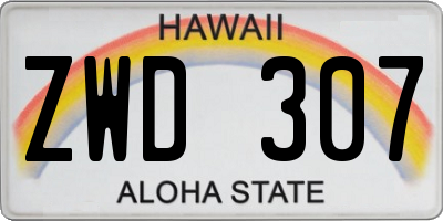 HI license plate ZWD307