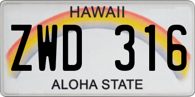HI license plate ZWD316