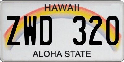 HI license plate ZWD320