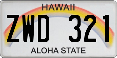 HI license plate ZWD321