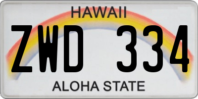 HI license plate ZWD334